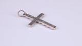 Small 25 mm Long, Silver Love Hearts Cross, Made From Solid Cast Silver