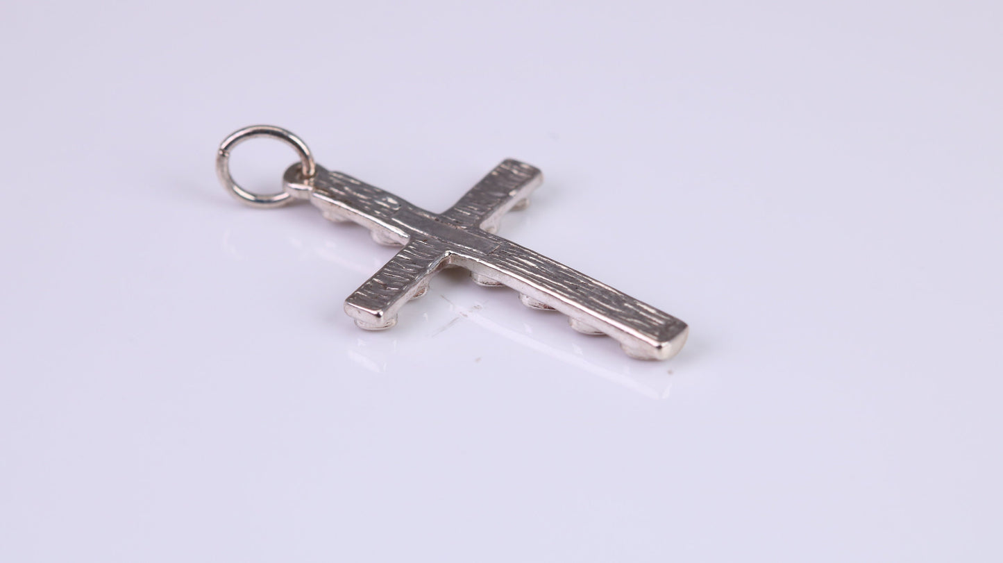 Small 25 mm Long, Silver Love Hearts Cross, Made From Solid Cast Silver