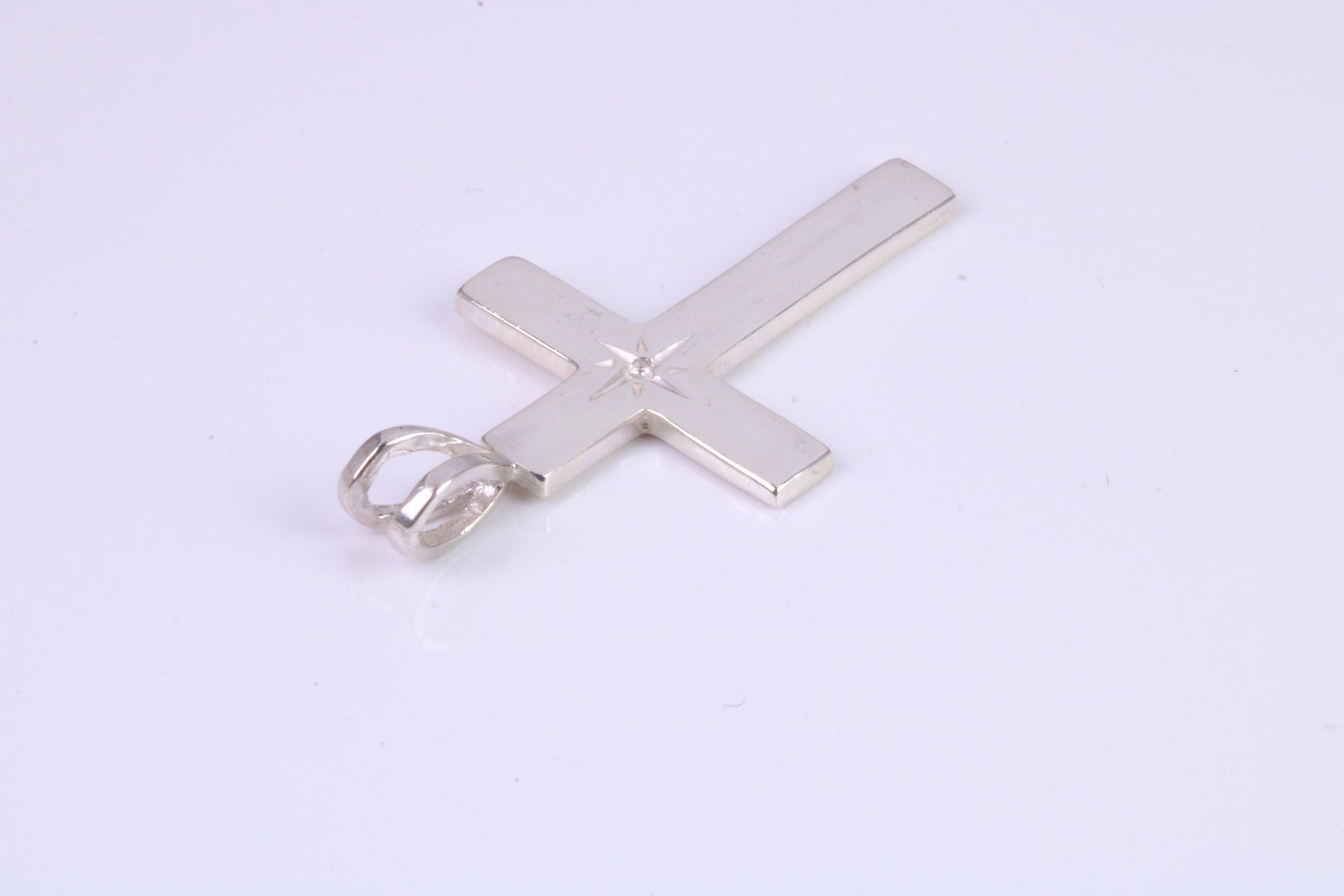 30 mm Long Plain Polished Silver Cross, Made From Solid Cast Silver
