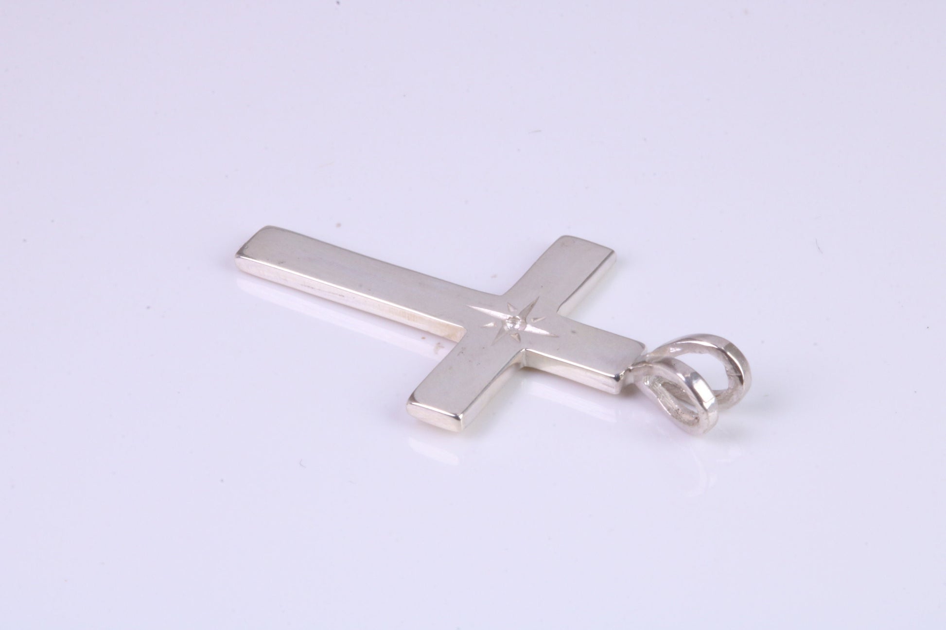 30 mm Long Plain Polished Silver Cross, Made From Solid Cast Silver