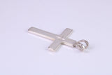30 mm Long Plain Polished Silver Cross, Made From Solid Cast Silver