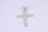 30 mm Long Plain Polished Silver Cross, Made From Solid Cast Silver