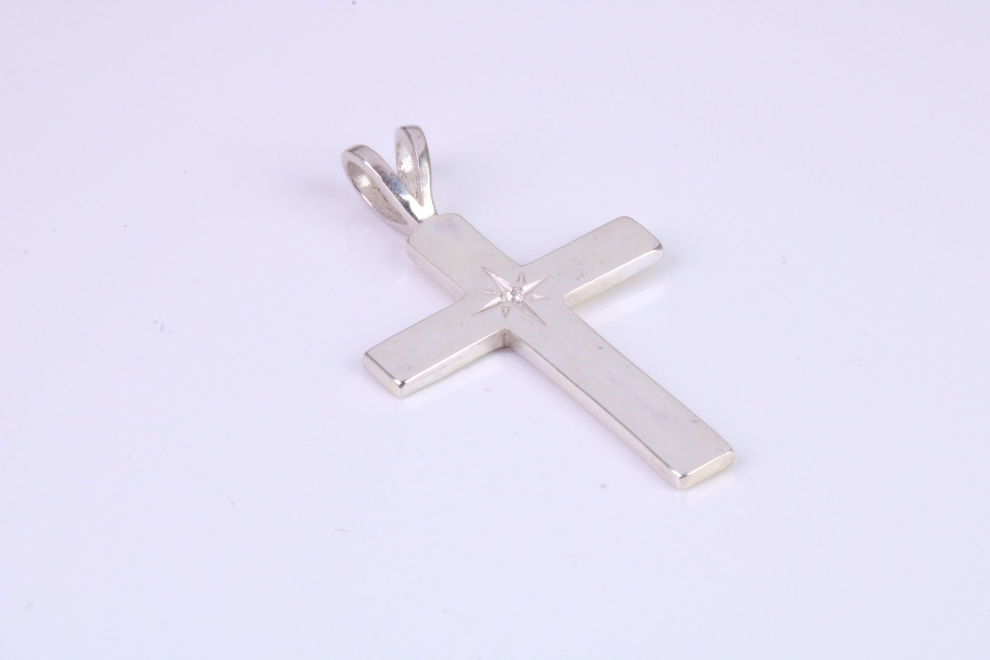 30 mm Long Plain Polished Silver Cross, Made From Solid Cast Silver
