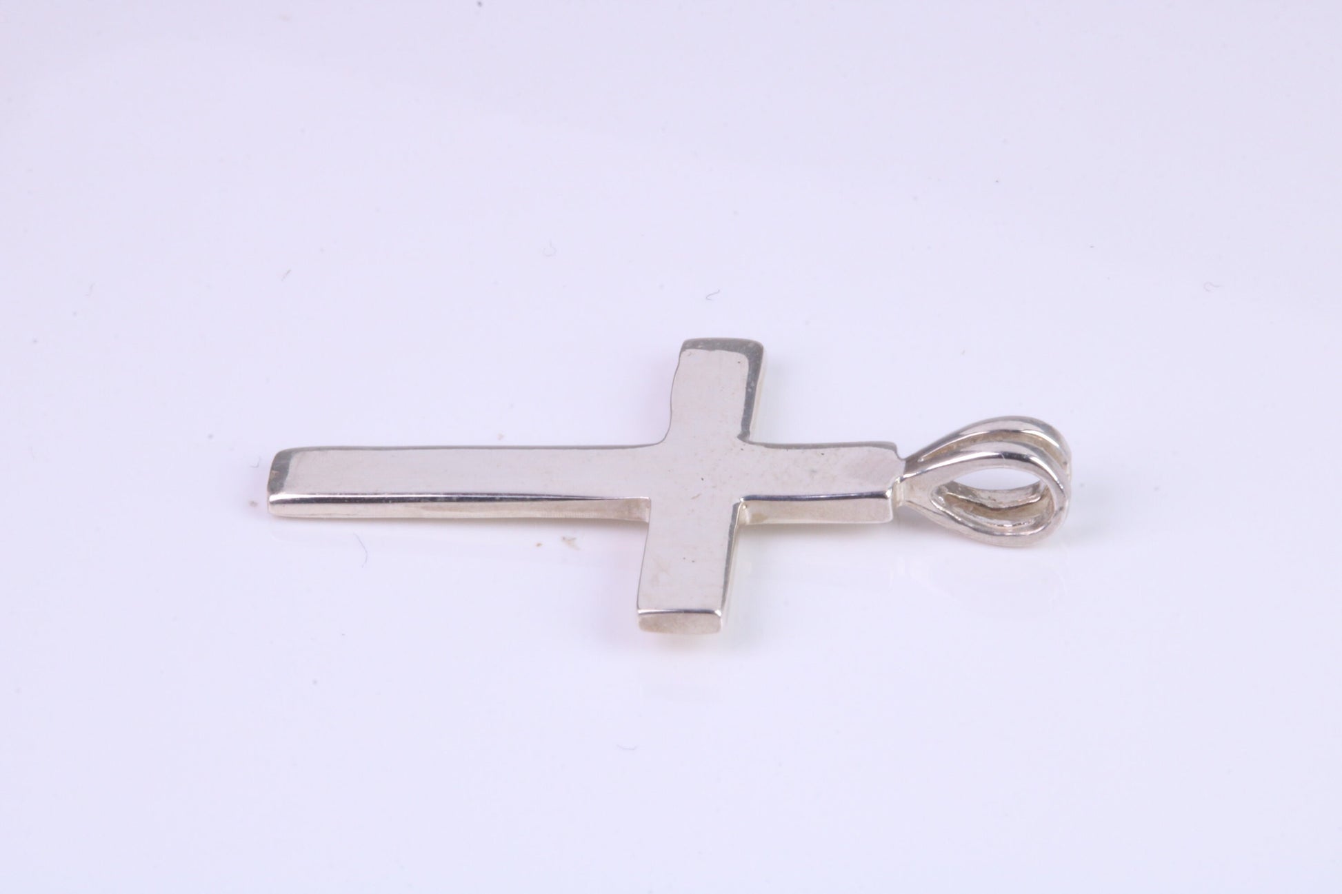 30 mm Long Plain Polished Silver Cross, Made From Solid Cast Silver