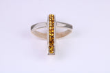 28 mm Long, Yellow C Z set Sterling Silver Cross, Made From Solid Cast Silver