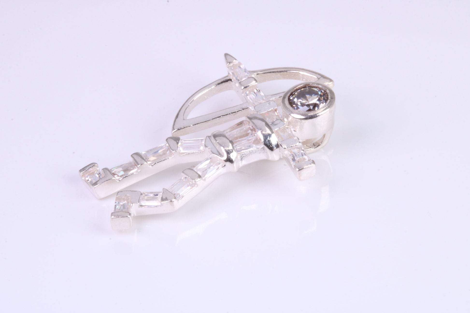 Archer Pendant, Made From Solid Cast Silver and set with Diamond White Cubic Zirconia