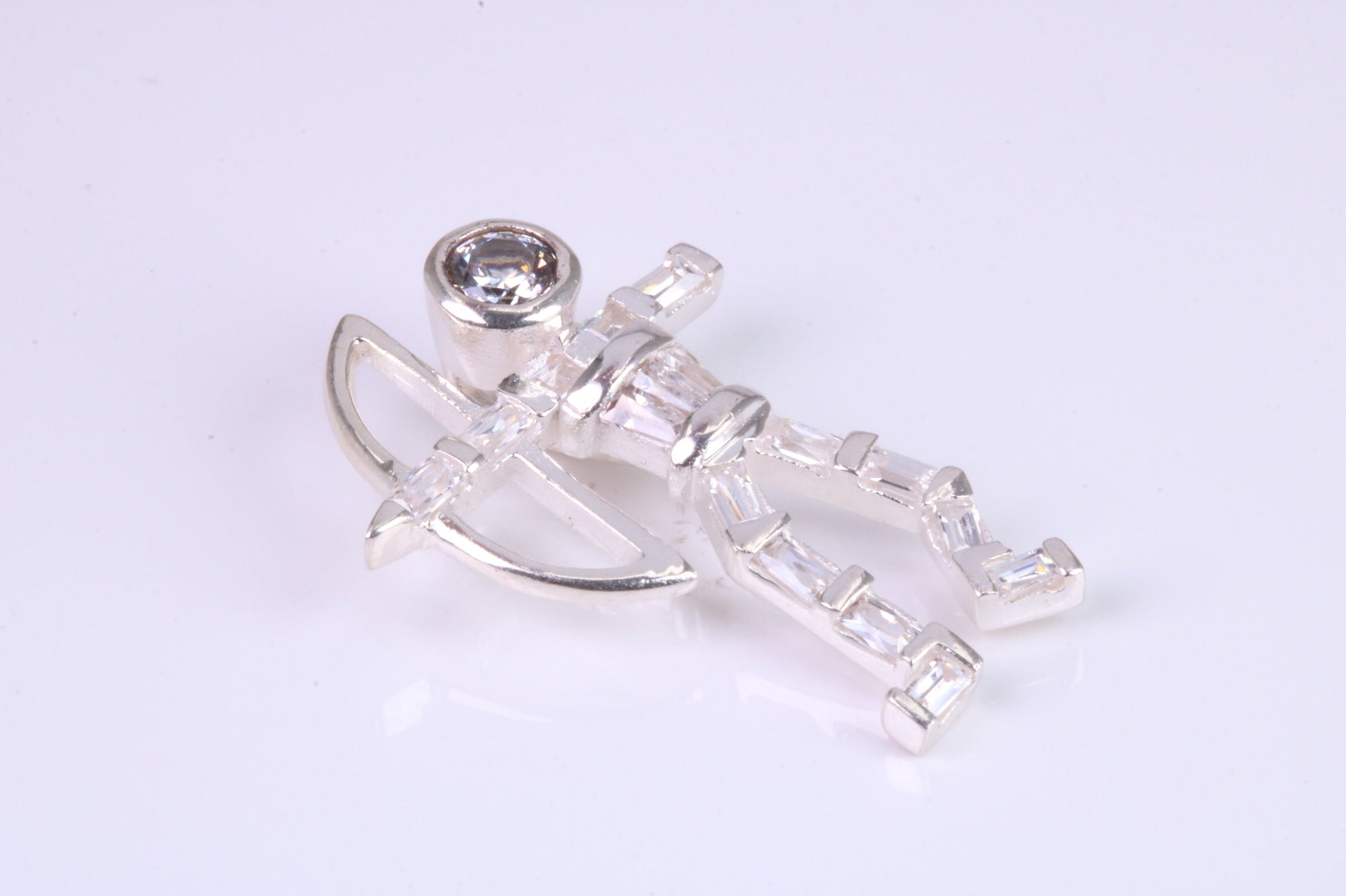 Archer Pendant, Made From Solid Cast Silver and set with Diamond White Cubic Zirconia