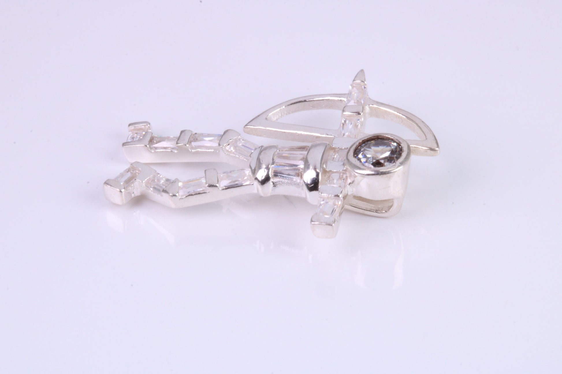 Archer Pendant, Made From Solid Cast Silver and set with Diamond White Cubic Zirconia