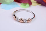 Love Hearts Cubic Zirconia set Ring, Made from solid Silver, Two Tone Finished