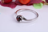 Natural Round cut Garnet set Sterling Silver Ring, Very Smooth Setting, January Birthstone