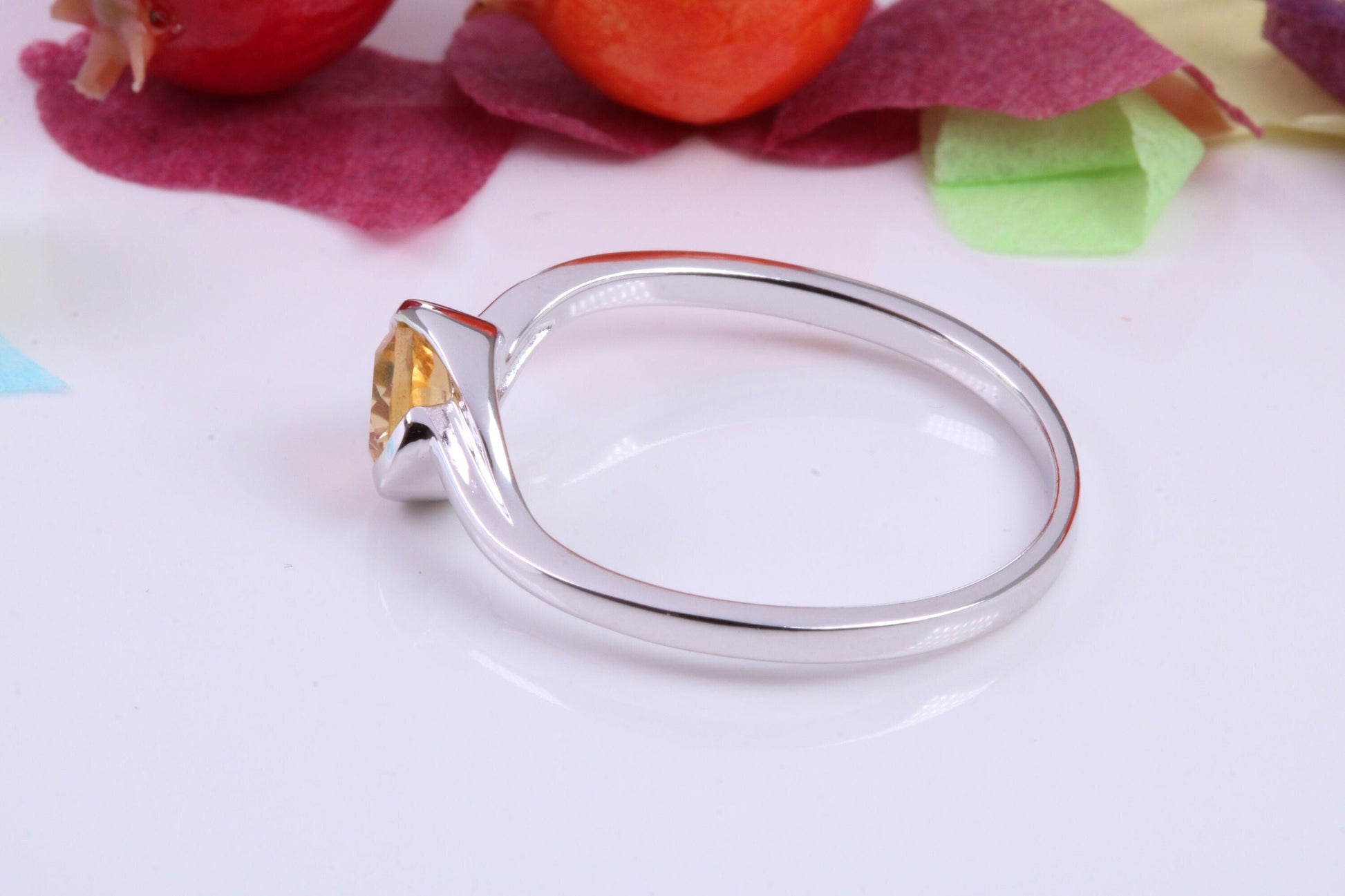 Natural Citrine set Sterling Silver Ring, Very Smooth Setting