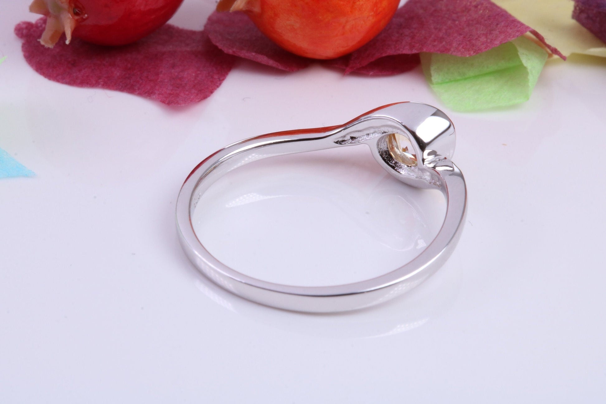 Natural Citrine set Sterling Silver Ring, Very Smooth Setting