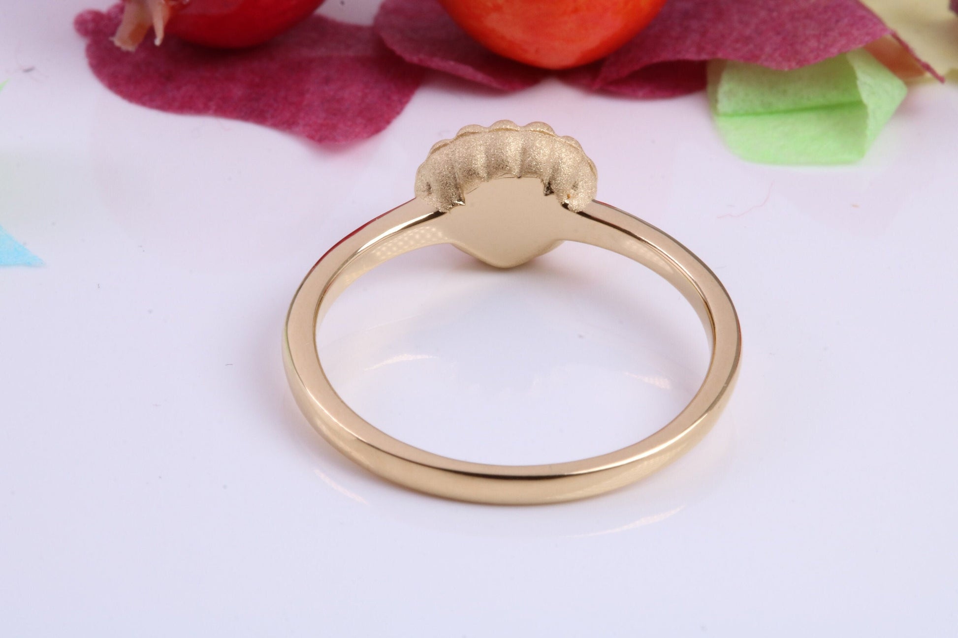 Shell Ring set with Cubic Zirconia, Made from solid Silver, Matt Finished with 18ct Yellow Gold Plating