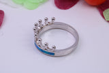 Crown Ring set with Blue Opal, Made From Solid Sterling Silver