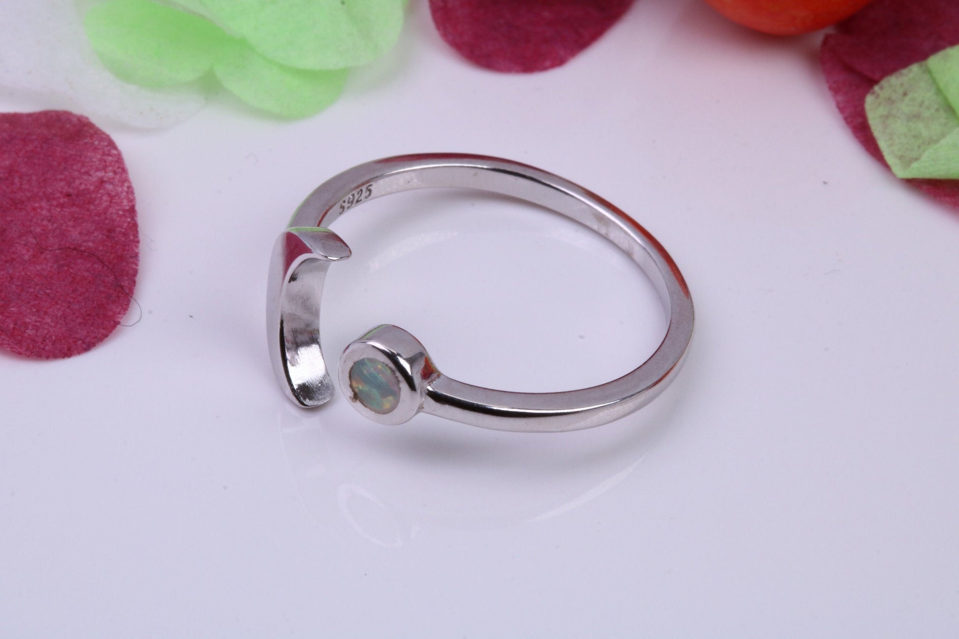 White Opal set Ring, Made From Solid Sterling Silver