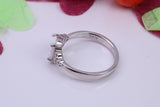 White Opal and Cubic Zirconia set Ring, Made From Solid Sterling Silver