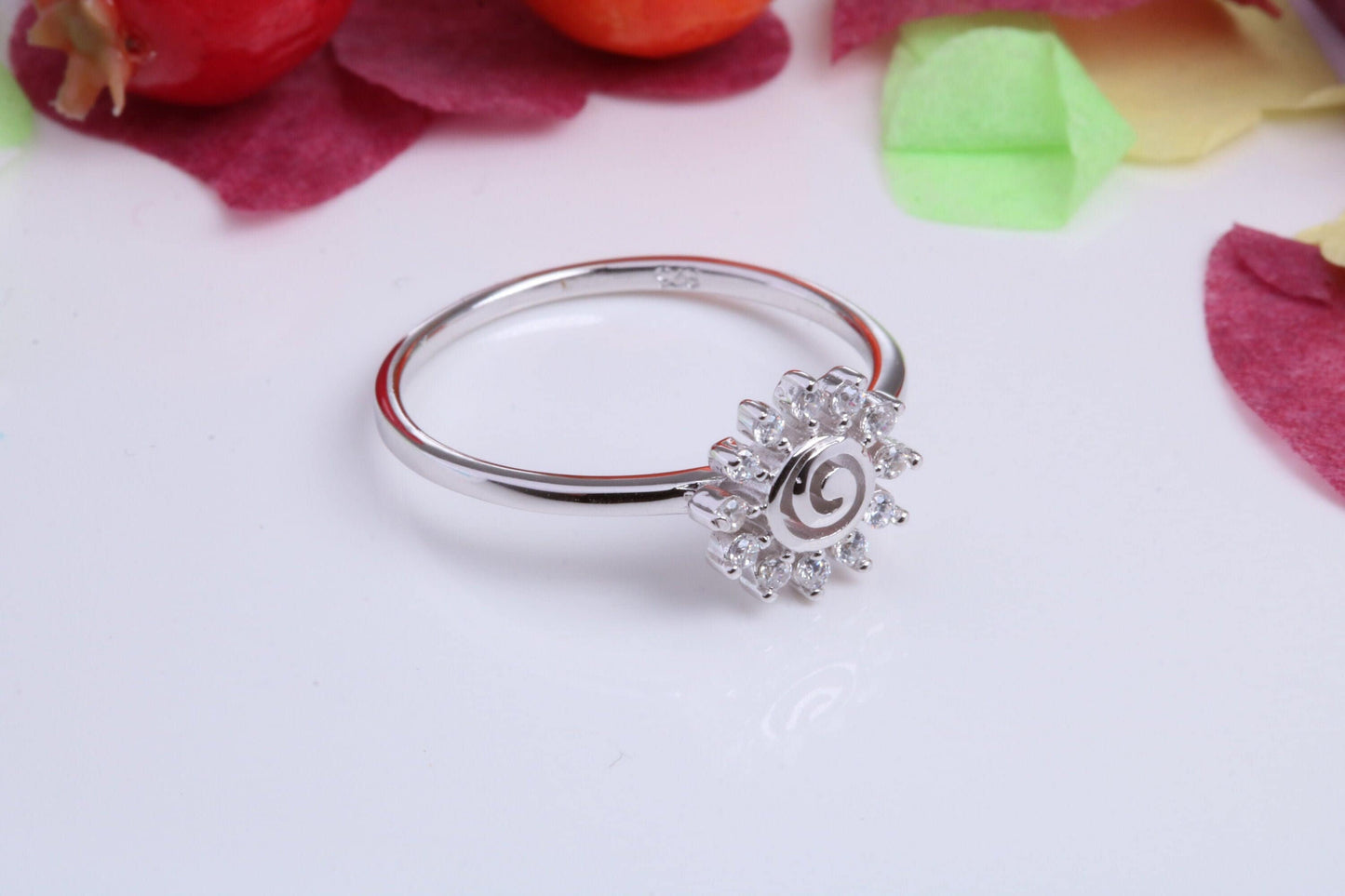 Cluster Cubic Zirconia set Ring, Made from solid Silver