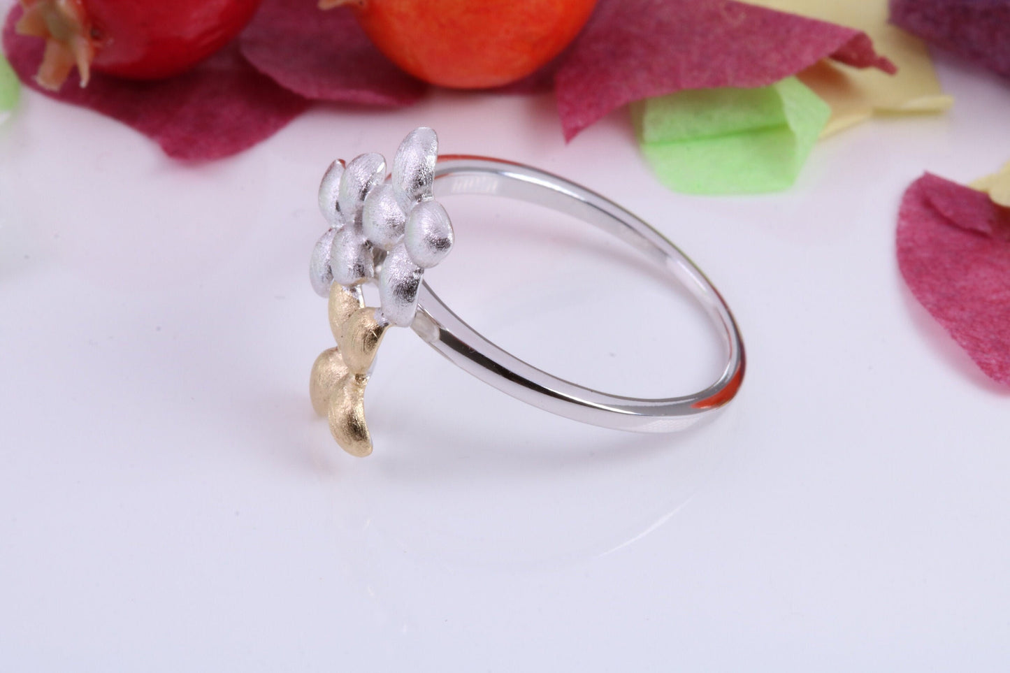 Flower Leaf Dress Ring, Made from solid Silver, Two Tone Finished