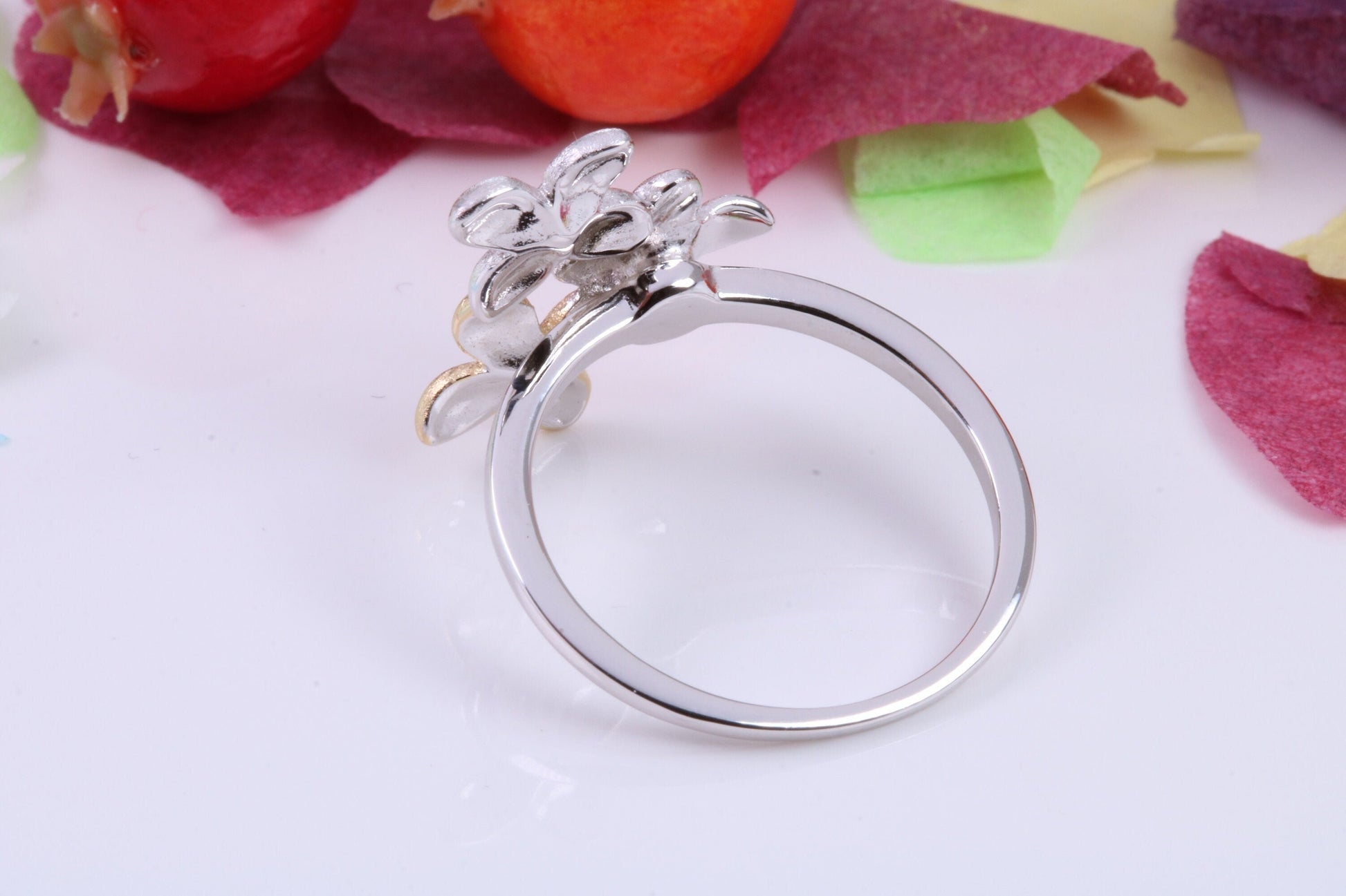 Flower Leaf Dress Ring, Made from solid Silver, Two Tone Finished