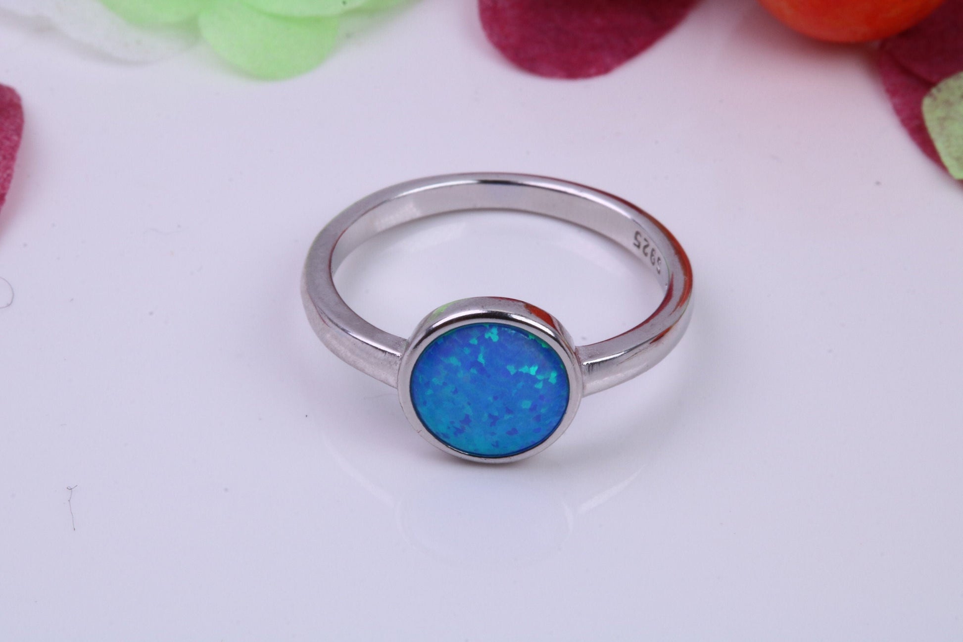 Blue Opal set Ring, Made From Solid Sterling Silver