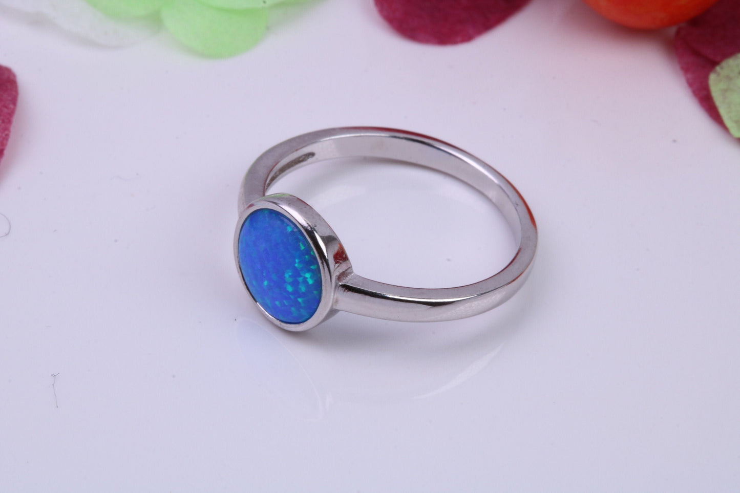 Blue Opal set Ring, Made From Solid Sterling Silver