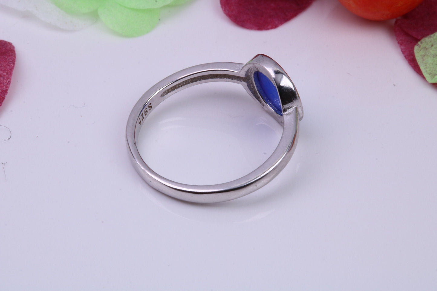 Blue Opal set Ring, Made From Solid Sterling Silver