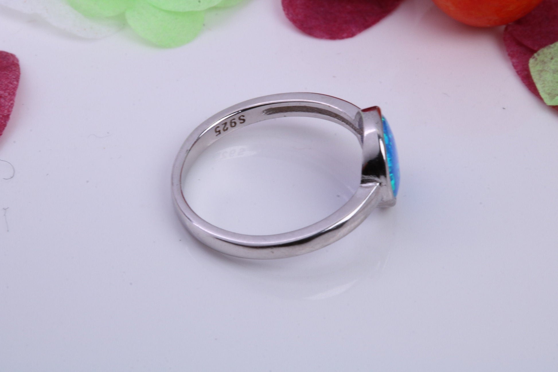 Blue Opal set Ring, Made From Solid Sterling Silver