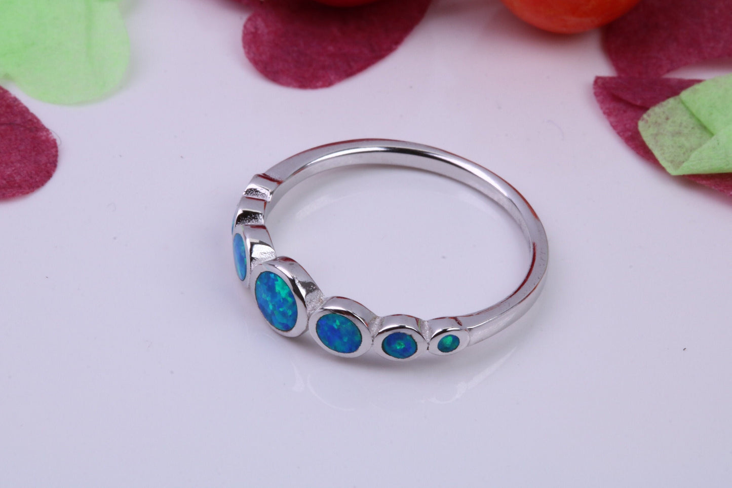 Blue Opal set Ring, Made From Solid Sterling Silver