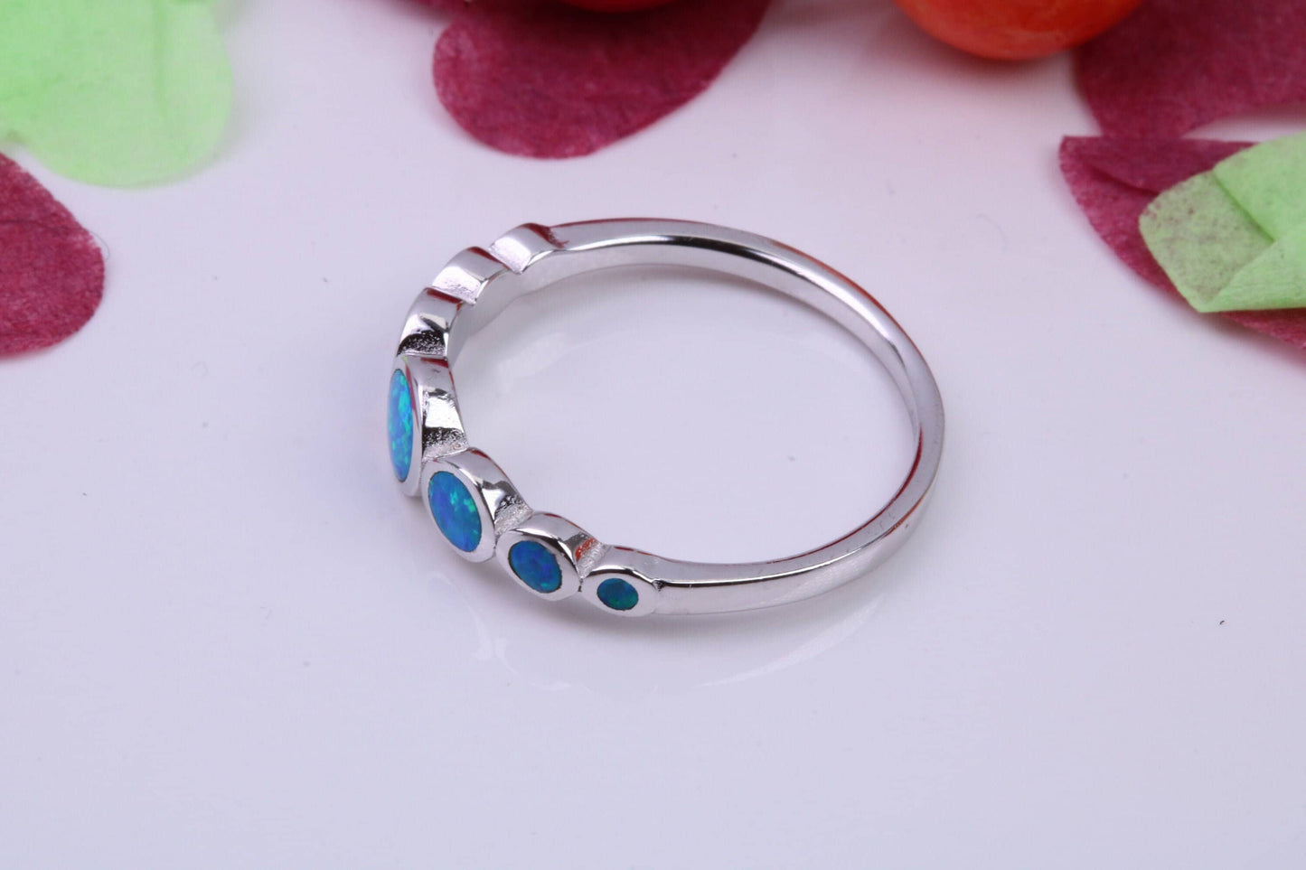 Blue Opal set Ring, Made From Solid Sterling Silver