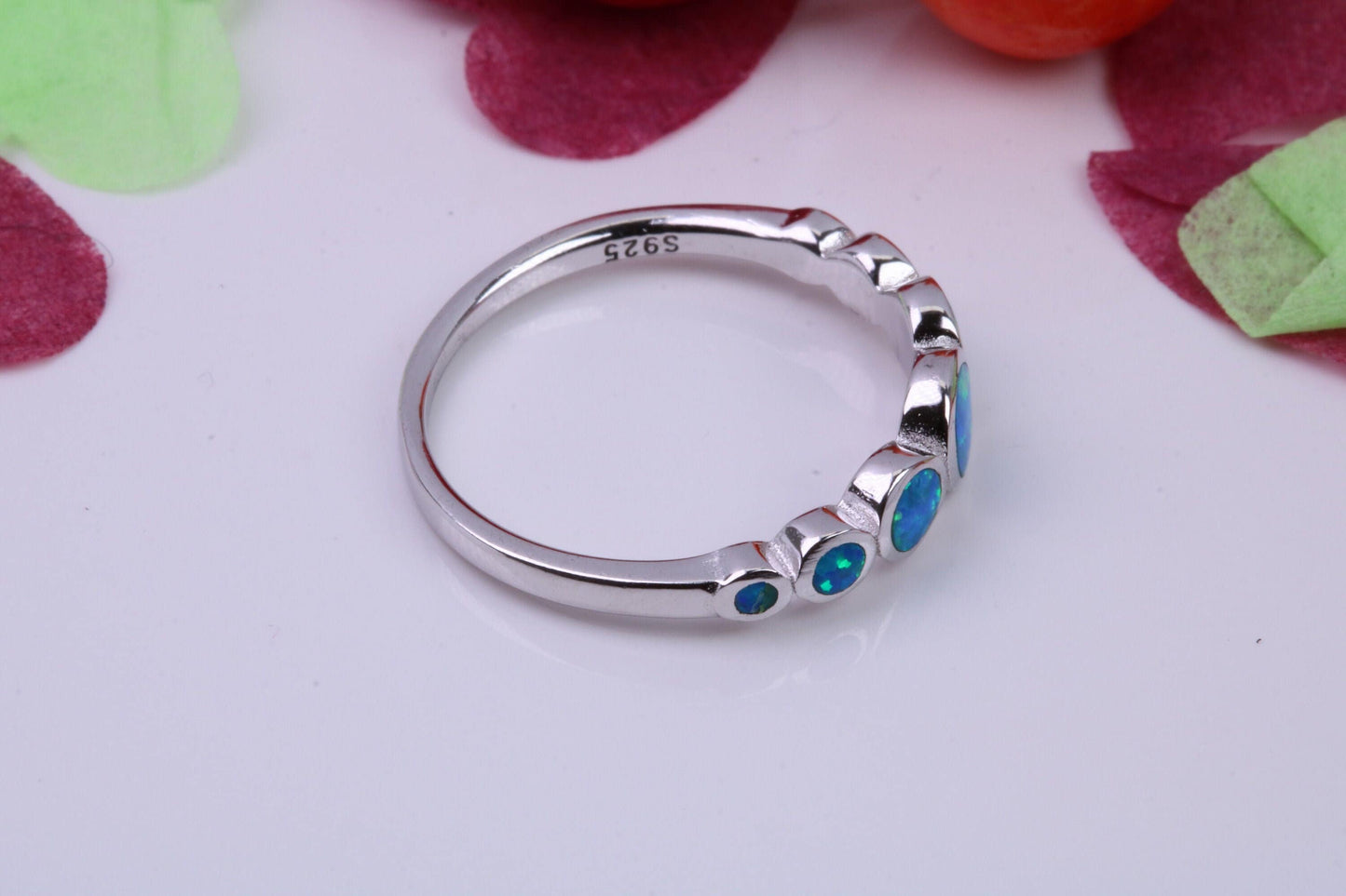 Blue Opal set Ring, Made From Solid Sterling Silver