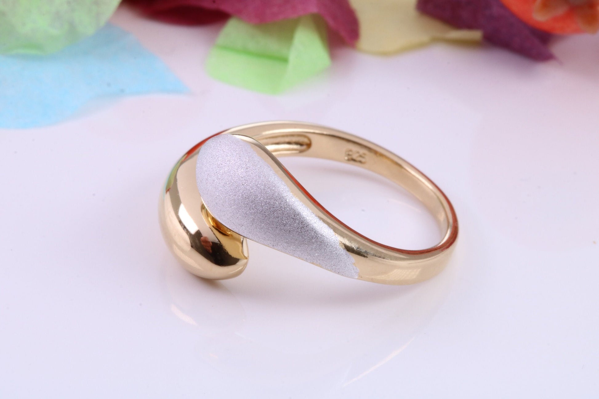 Crossover Dress Ring, Made from solid Silver, Two Tone Finished