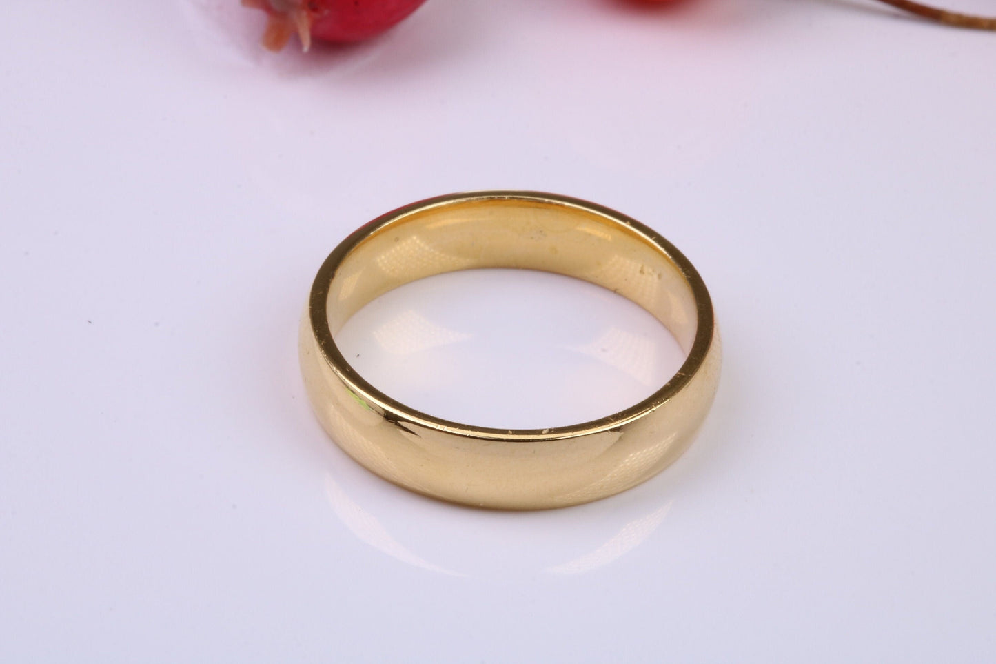 6 mm wide Simple Band, D Profile, Made from Solid Silver and Further 18ct Yellow Gold Plated