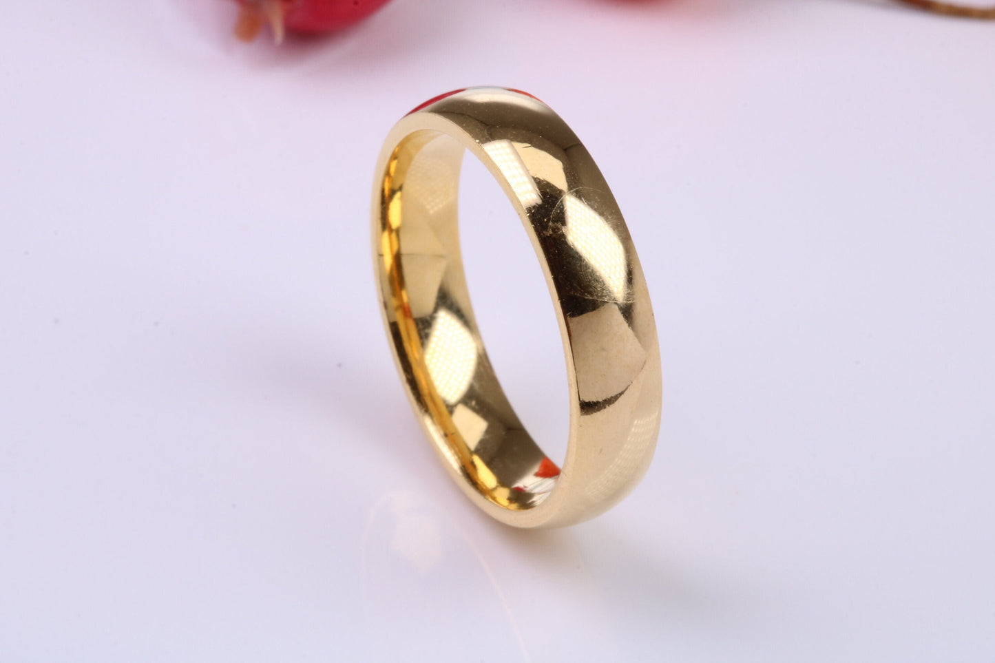 6 mm wide Simple Band, D Profile, Made from Solid Silver and Further 18ct Yellow Gold Plated