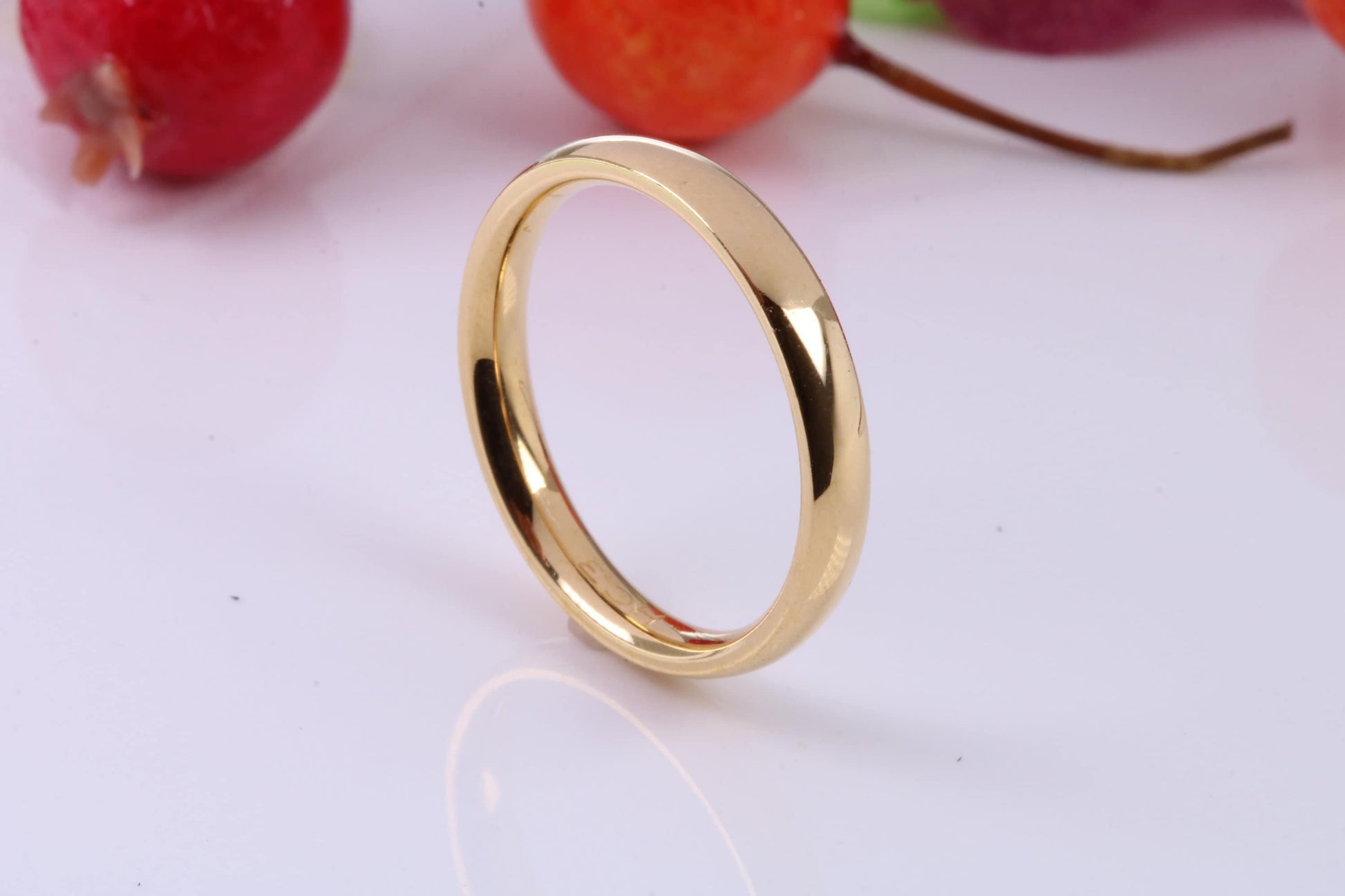 3 mm wide Simple Band, D Profile, Made from Solid Silver and Further 18ct Yellow Gold Plated