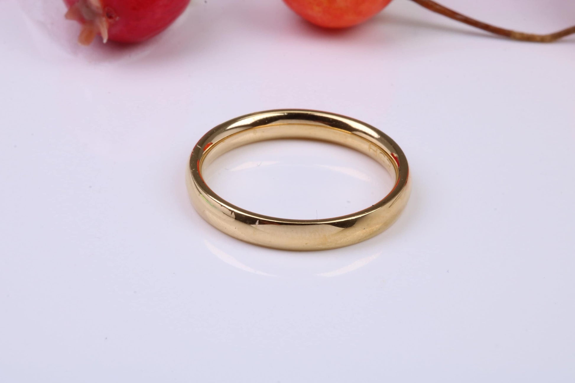 3 mm wide Simple Band, D Profile, Made from Solid Silver and Further 18ct Yellow Gold Plated