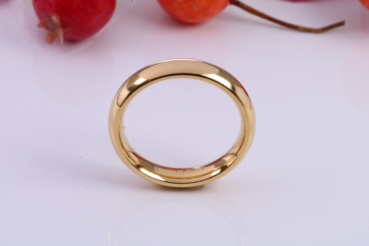 4 mm wide Simple Band, D Profile, Made from Solid Silver and Further 18ct Yellow Gold Plated