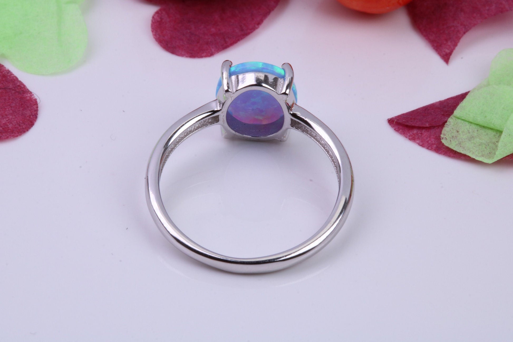 Oval cut Blue Opal Ring, Made From Solid Sterling Silver