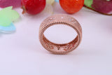 7 mm Wide Very Dressy Cubic Zirconia set Ring, Made from Solid Silver, 18ct Rose Gold Plated