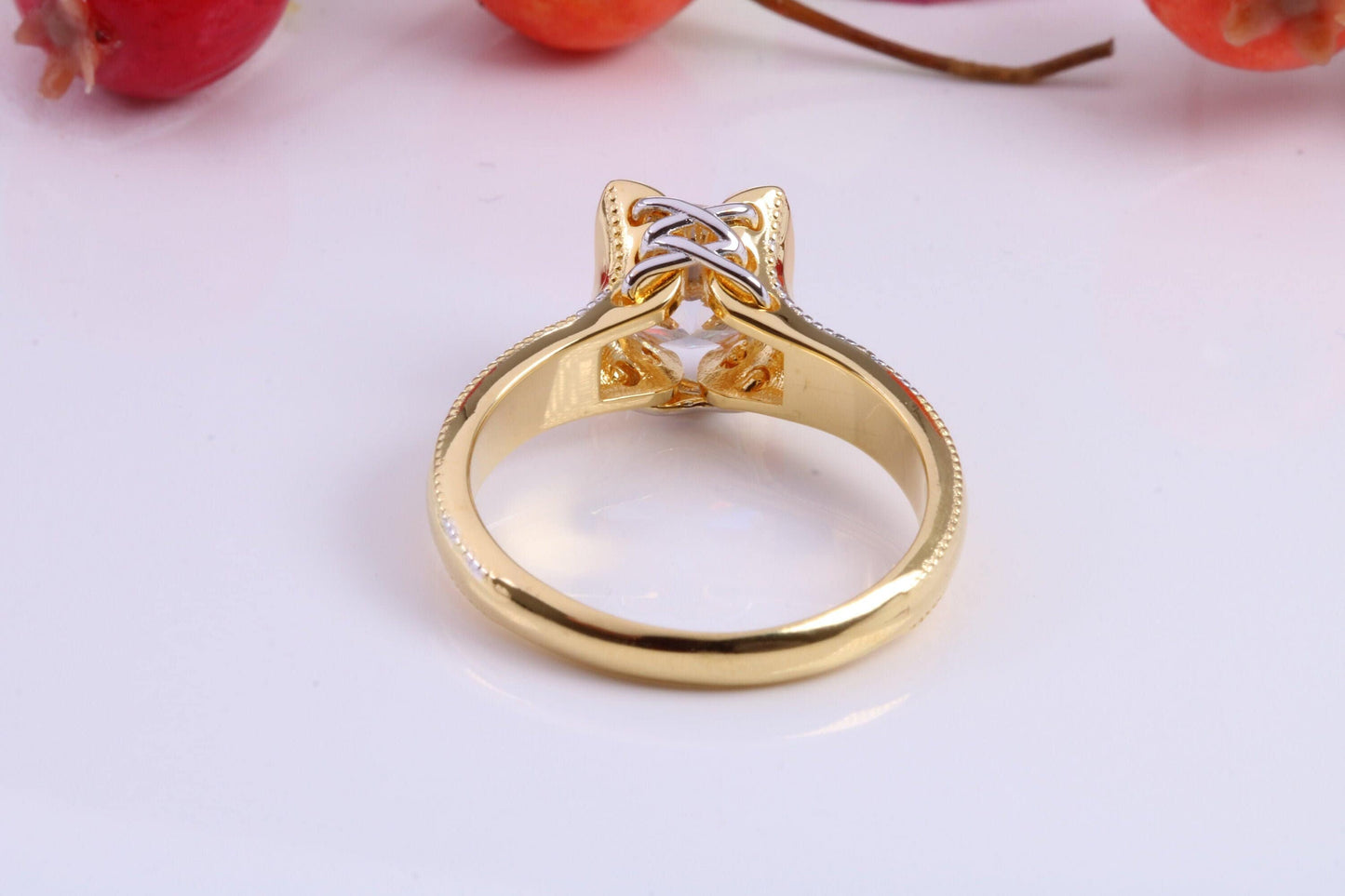 Very Dressy and Chunky Cubic Zirconia set Ring, Made from solid Silver, 18ct Yellow Gold Plated