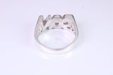 Chunky Son ring, solid silver, suitable for ladies or gents. Available in silver, yellow gold, white gold and platinum