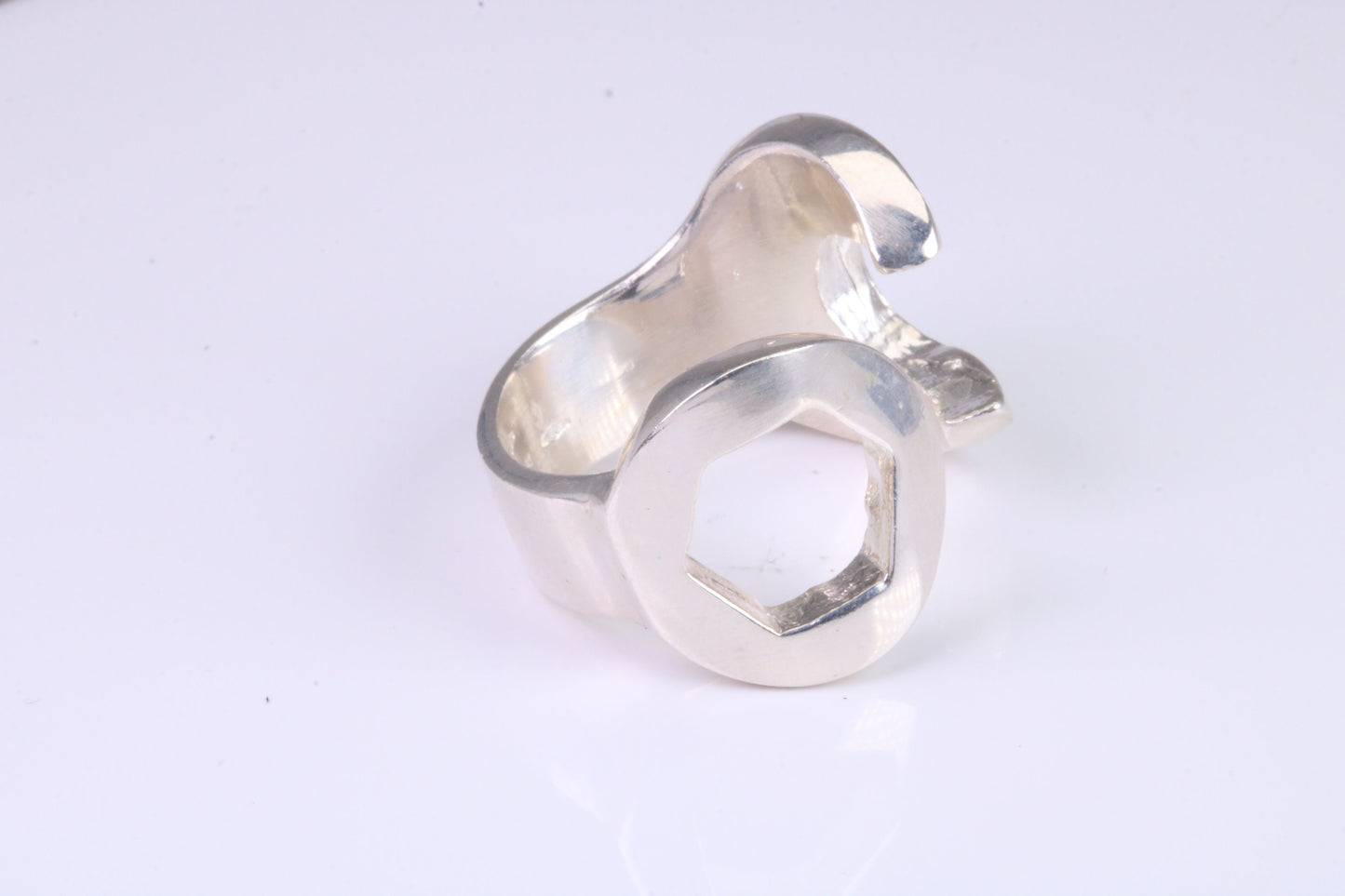 Very large and very very heavy Spanner ring, solid silver, for ladies or gents. Available in silver, yellow gold, white gold and platinum