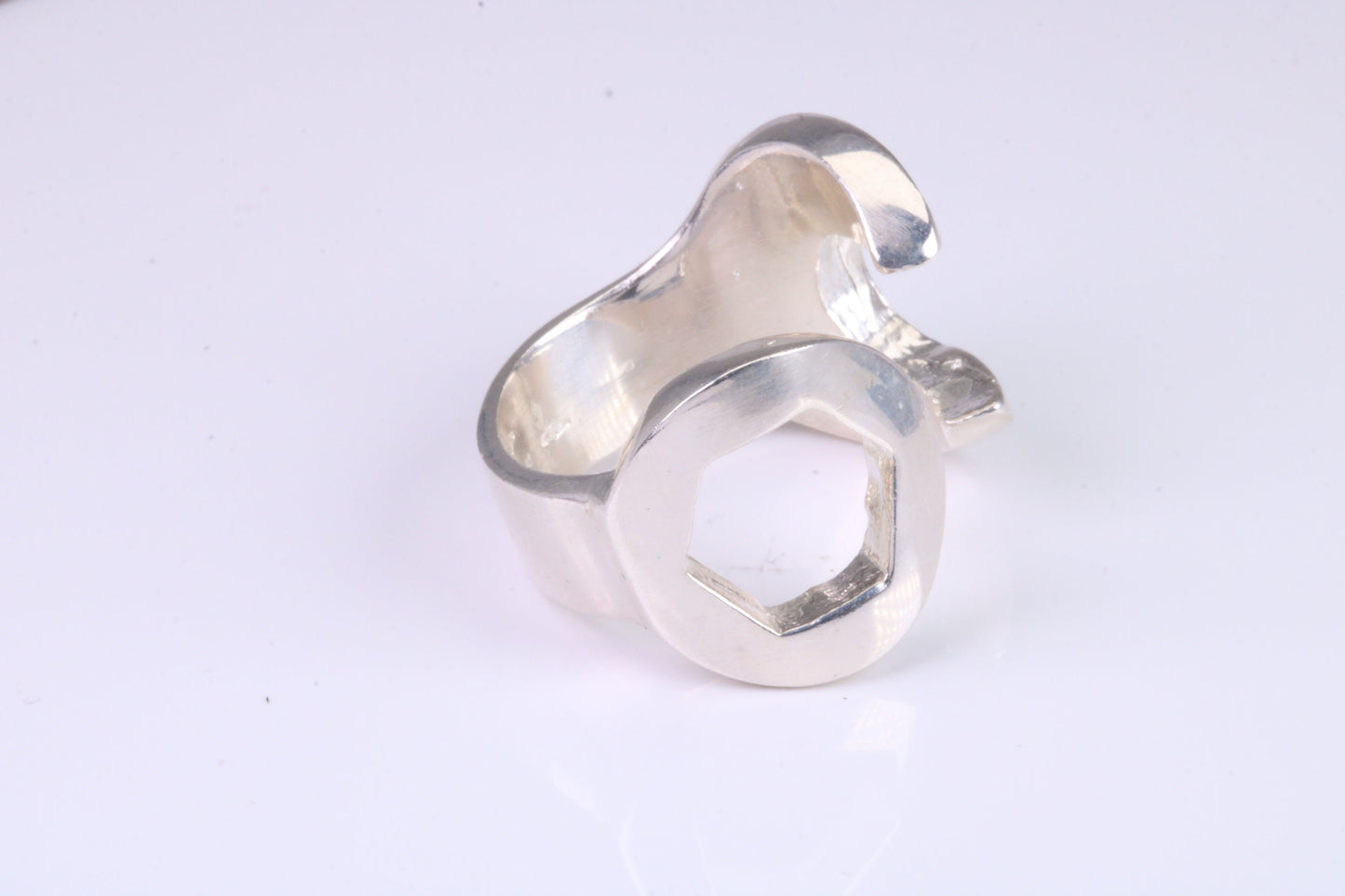Very large and very very heavy Spanner ring, made from solid cast silver, British hallmarked