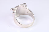 Very large and heavy Bulls head ring, made from solid cast silver, British Hallmarked
