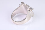 Very large and heavy Bulls head ring, made from solid cast silver, British Hallmarked