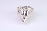 Very large and heavy Dog head ring, made from solid cast silver, British Hallmarked