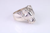 Very large and heavy Dog head ring, made from solid cast silver, British Hallmarked