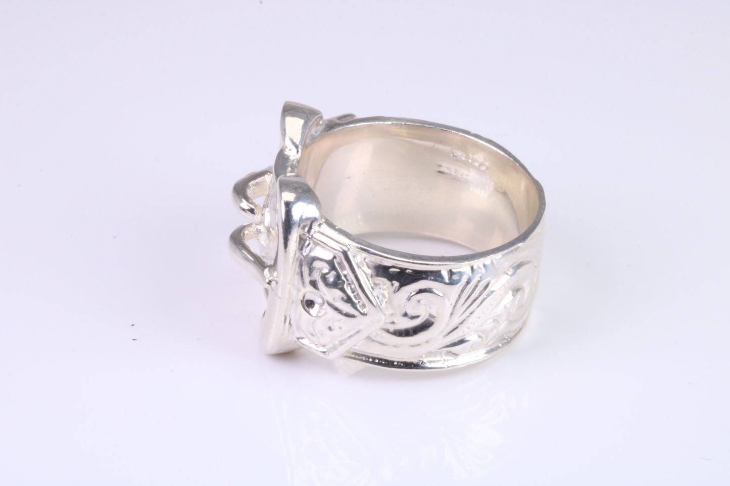 Very large and very very heavy Buckle ring, made from solid cast silver, British Hallmarked