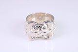 Very large and very very heavy Buckle ring, made from solid cast silver, British Hallmarked