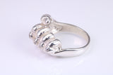 Very large and very heavy fist ring set with diamond white top grade cubic zirconia's, made from solid cast Silver , British Hallmarked