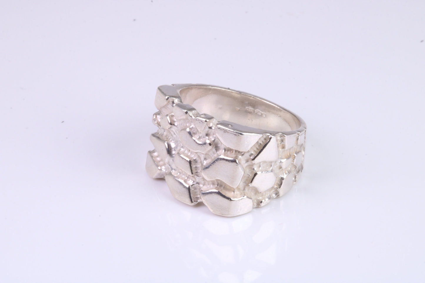 Large Abstract ring, solid cast silver with high polished finish, British Hallmarked